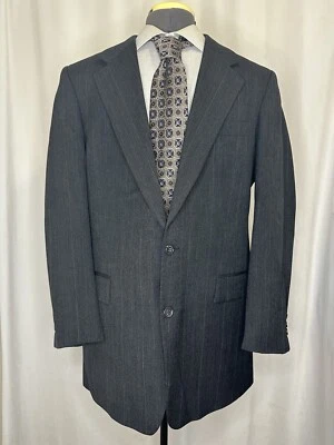 Ital Uomo Hombres 41R 45" Blazer Abrigo Deportivo Traje Chaqueta Gris Rayas 2 Botones Lana Foto 1 de 4