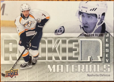 2011-12 Upper Deck Rookie Materials Jonathon Blum #RM-JB Nashville Predators - Image 1 of 2