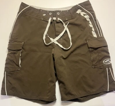 Bañador Kirra Para Hombre Talla 31 Marrón Carga Sin Forro Bolsillos con Cordón Foto 1 de 4