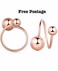 Yumilok Jewelry 925 Sterling Silver Rose Gold Plated Spiral Balls Hoops Screw Ba