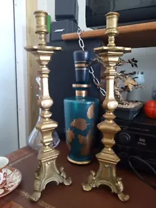 Large 16 Inch 6 Piece Bronze French Baroque Candlesticks - Picture 1 of 8
