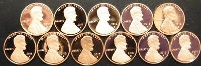 2010~2025 S Lincoln Shield Gem Proof Penny 16 Gem pennies from US proof sets - Image 1 of 4