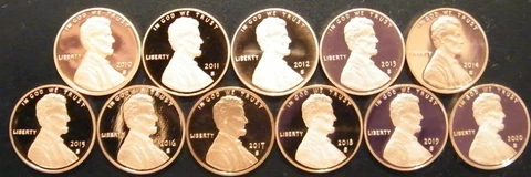 2010~11~2012~13~14~15~17~2018~2019~20~21~22~23 S Lincoln Shield Gem Proof Penny Cover