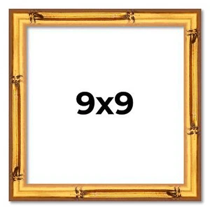 9x9 Frame Gold Bamboo Solid Wood Picture Frame | 1 Inch Moulding Width | Interio - Picture 1 of 10