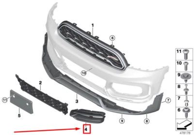 MINI COUNTRYMAN F60 Front Lefy Fog Light Trim 7390549 51117390549 NEW GENUINE - Image 1 of 2