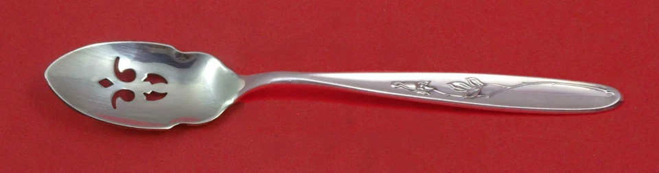 Rose Solitaire by Towle Sterling Silver Olive Spoon Pierced 5 3/4" Custom Made - Image 1 of 1