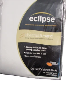 Eclipse Thermaliner Blackout Panel - White One Pair & Hooks 99% Light, Noise 80" - Picture 1 of 7