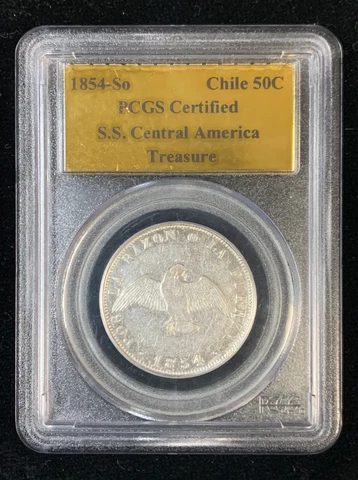 1854-So Chile 50c PCGS Certified S.S. Central America Treasure (723-8) Cover