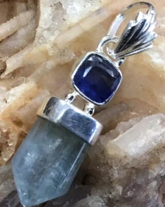Aquamarine & Kyanite Pendant - Picture 1 of 9