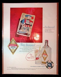 1950s Gilbey's Distilled London Dry Gin Playing Card Art Vintage Print Ad - Picture 1 of 1