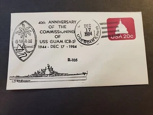 USS GUAM LPH-9 Naval Cover 1984 Anniversary CB-2 Cachet - Picture 1 of 2