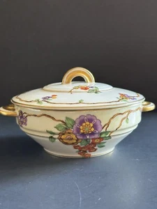 Vtg 50’s D&C Limoges Lidded Sugar Bowl Hand Painted Flowers Signed Barbara-Ruth - Picture 1 of 24
