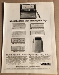 Casio 64K Boss 1989 organizador de diario digital vintage impreso anuncio de los años 80 - Imagen 1 de 1