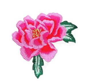 Large Peony Iron-on Patches Large Embroidered Peony Flower Clothes Patches - Picture 1 of 3