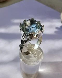 Anello donna Topazio blu cielo.Gioiello artigianale italiano pietra autentica - Foto 1 di 10