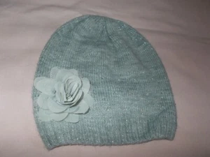 Girls Children's Place Gray Winter Beanie Hat With Flower Size Lrg 8+ Rhinestone - Picture 1 of 7