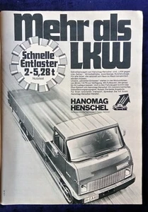 Hanomag Henschel LKW, originale Werbung aus 1972    schnelle Entlaster - Bild 1 von 1