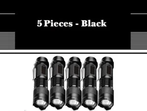 5 PIEZAS Linterna LED NEGRA Cree Q5 LED Súper Brillante con Lente Zoom y Clip de Cinturón - Imagen 1 de 6