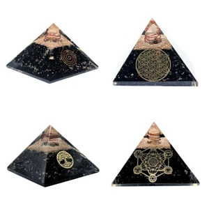 Black Tourmaline Orgonite Chakra Pyramid Large  Reiki Charge Orgone Crystal Gift - Picture 1 of 39