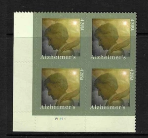 USA SC # 4358 Alzheimer's Disease , BLK4 Plate number . MNH - Picture 1 of 1