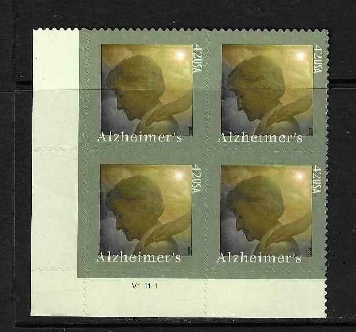USA SC # 4358 Alzheimer's Disease  , BLK4 Plate number . MNH - image 1 of 1