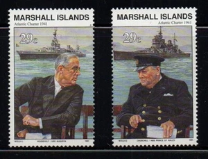 MARSHALL ISLANDS, SCOTT # 283-284, MNH SET ATLANTIC CHARTER, ROOSEVELT CHURCHILL - Picture 1 of 1