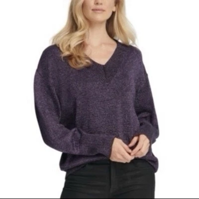 Suéter DKNY para mujer con motas brillantes (talla L, negro púrpura) Foto 1 de 4