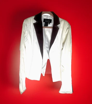 Chaqueta Terry Lewis Primavera Blanca con Cuello Marrón Puños Costuras Nunca Usada Talla M Foto 1 de 4