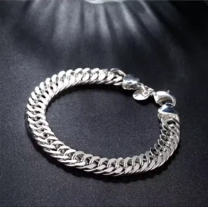 Quadratisches Armband aus 925er Silber mit dicker Kette für Männer und Frauen, 2 - Bild 1 von 3