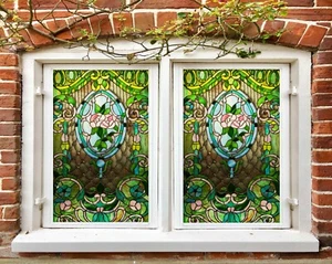 3D Leaves Flower D467 Window Film Print Sticker Cling Stained Glass UV Block Amy - Picture 1 of 11