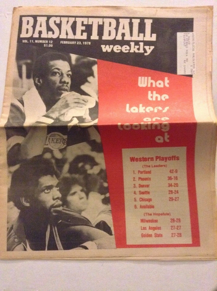 Basketball Weekly Mag The Lakers & Jim Wink February 23, 1978 091119nonrh - Image 1 of 1