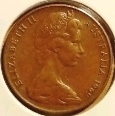 Moneda decimal australiana de 2 centavos 1969 - ¡Rara!  Foto 1 de 2