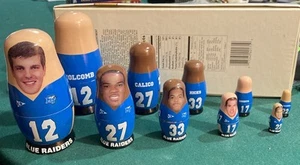 Russian BA BOOSHK AH Nesting Dolls Wood Hand Painted 5pc MTSU FOOTBALL 2 SETS - Picture 1 of 4