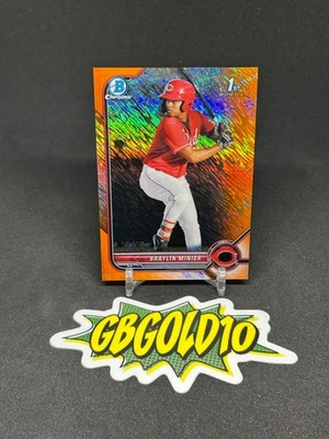 2022 Bowman - Chrome 1st Braylin Minier #BCP-93  Orange Shimmer /25 (RC) - Image 1 of 2