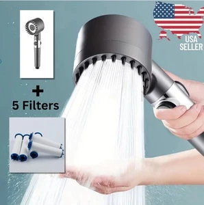 Filtered Shower Head + Handheld & 5 filters, 3-Gear Rain Modes Set, Hard Water - Picture 1 of 16