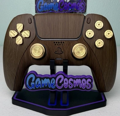 Real Metal - Woodgrain Wooden Color - Custom Wireless Controller for PS5 or PC - Image 1 of 4
