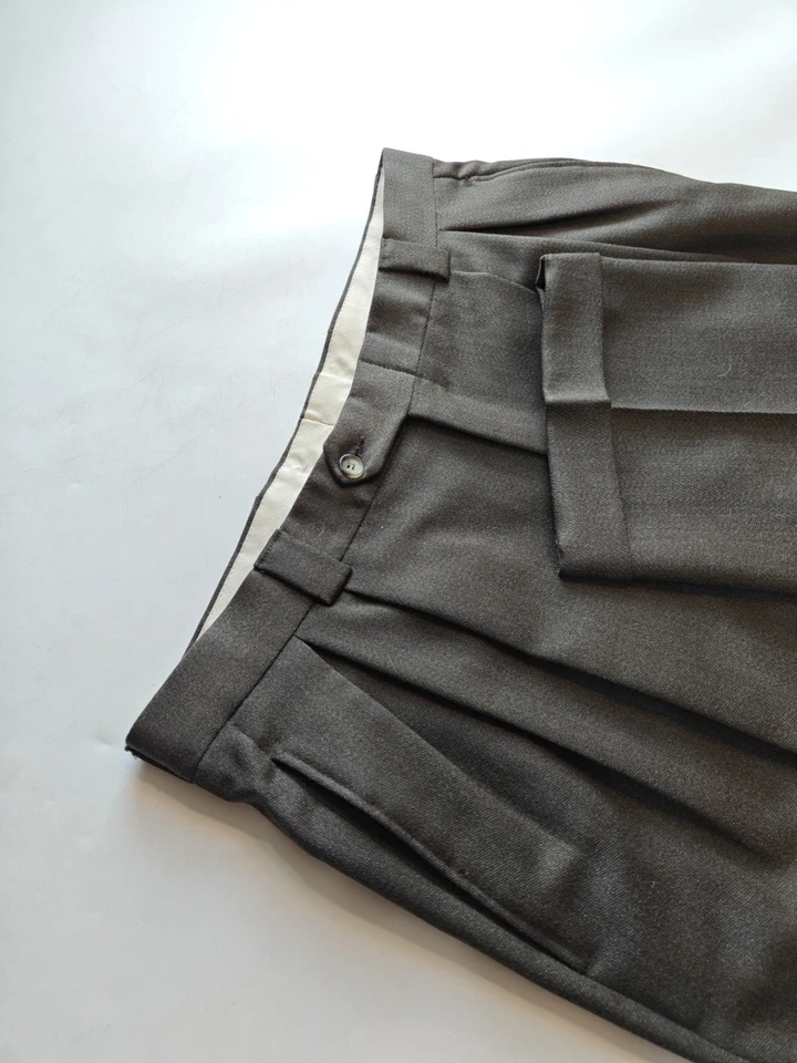 🇺🇲 Pantalones de vestir Mark Shale para hombre plisados delanteros de lana 35x30 marrón oscuro Foto 1 de 4