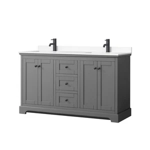 Wyndham Collection WCV232360D-VCA-MXX Avery 60" - Dark Gray / White Cultured - Picture 1 of 12