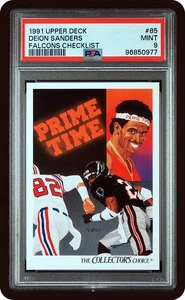1991 Upper Deck DEION SANDERS Falcons Checklist #85 PSA 9 MINT - Picture 1 of 2