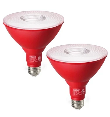 EDISHINE Red LED Light Bulb, PAR38 Red Flood Light Bulbs Outdoor, 18W 2 Pack - Image 1 of 4