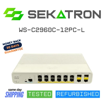 🔀 Cisco WS-C2960C-12PC-L 12-Port PoE Compact Gigabit Switch ⚡FastShip - Image 1 of 2