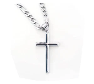 14K Gold Kette Stil Kreuz Anhänger Halskette massiver Verschluss für Männer, Ehemann dünn... - Bild 1 von 7