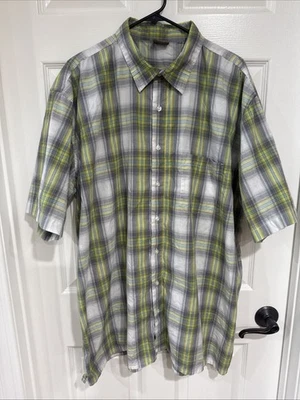 Great Northwest Men 2XLT Short Sleeve Button Up Shirt Gray/Green Plaid SEE NOTE - Image 1 of 4
