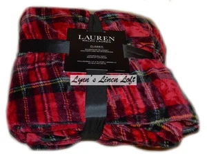 RALPH LAUREN Classic Micromink Red Tartan Plaid FULL/ QUEEN BLANKET SOFT - Picture 1 of 3