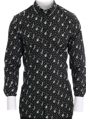 Dolce Gabbana Dorado Jazz Estampado Negro Calce Ajustado Talla 40 15 3/4 Foto 1 de 4