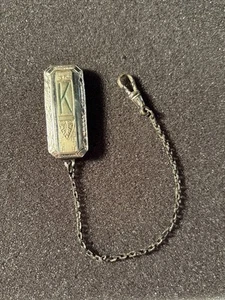 Antique Patented 1923 Art Nouveau Silver Plated Pocket Watch Fob Monogrammed K - Picture 1 of 8