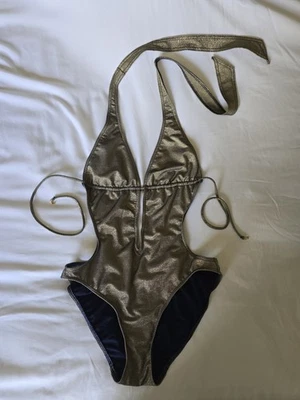 Juicy Couture Vintage Women's Gold One Piece,Cut Out Surf Royalty Swimsuit Small - Image 1 of 4