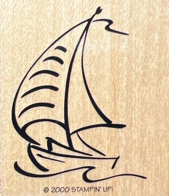 Stampin' Up! Sello de goma para velero montado en madera océano náutico Foto 1 de 4