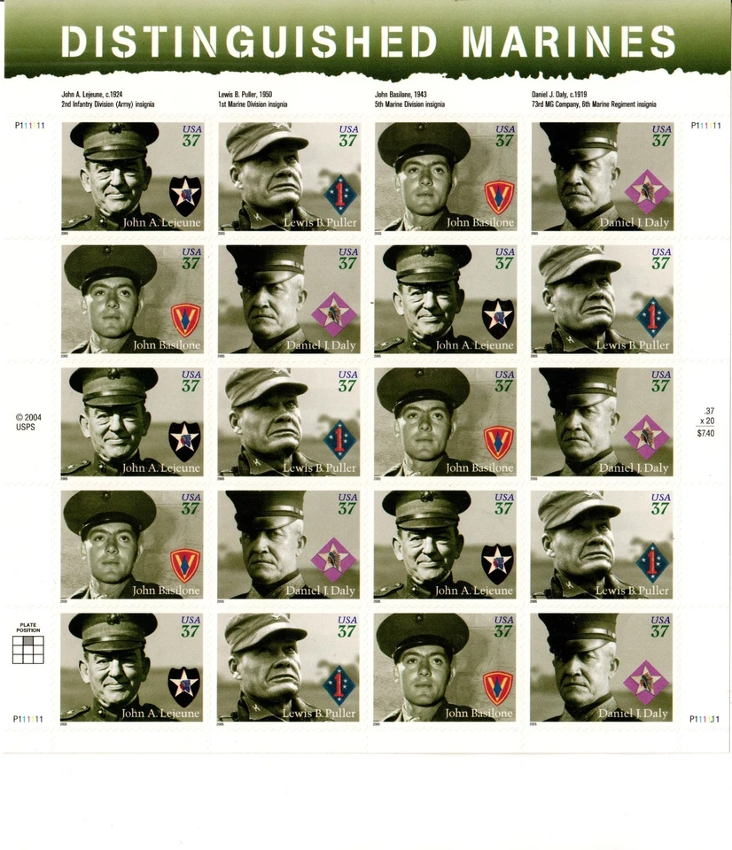 Scott 3961-3964 37¢ Distinguished Marines MNH Free Shipping in the USA - Image 1 of 1
