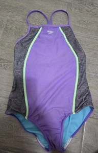 Speedo Swimwear Girls Purple Heather Splice One-Piece Swimsuit Size 16 FREE SHIP - Picture 1 of 3